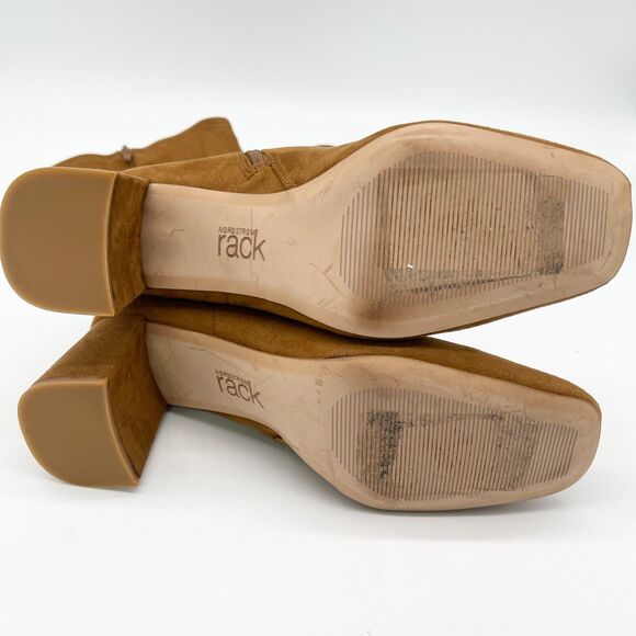 Nordstrom Rack Nala‎ Heeled Boot Womens 8.5 Square Toe Sueded Fabric Riding Fall - Picture 9 of 10